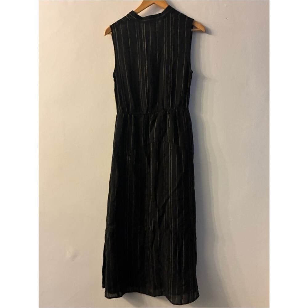 VINCE x Revolve Drapey Stripe Tiered Midi Dress | Black Pinstripe Minimialist 0 - Picture 9 of 11